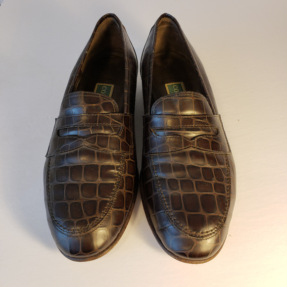Cole Haan Shoes - Cole Haan 7B Brown Crocodile Leather Loafer Shoes